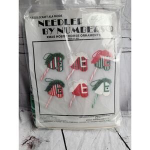 Vintage Needlecraft Plastic Canvas Craft Kit Christmas Ornament Hobby Horses New